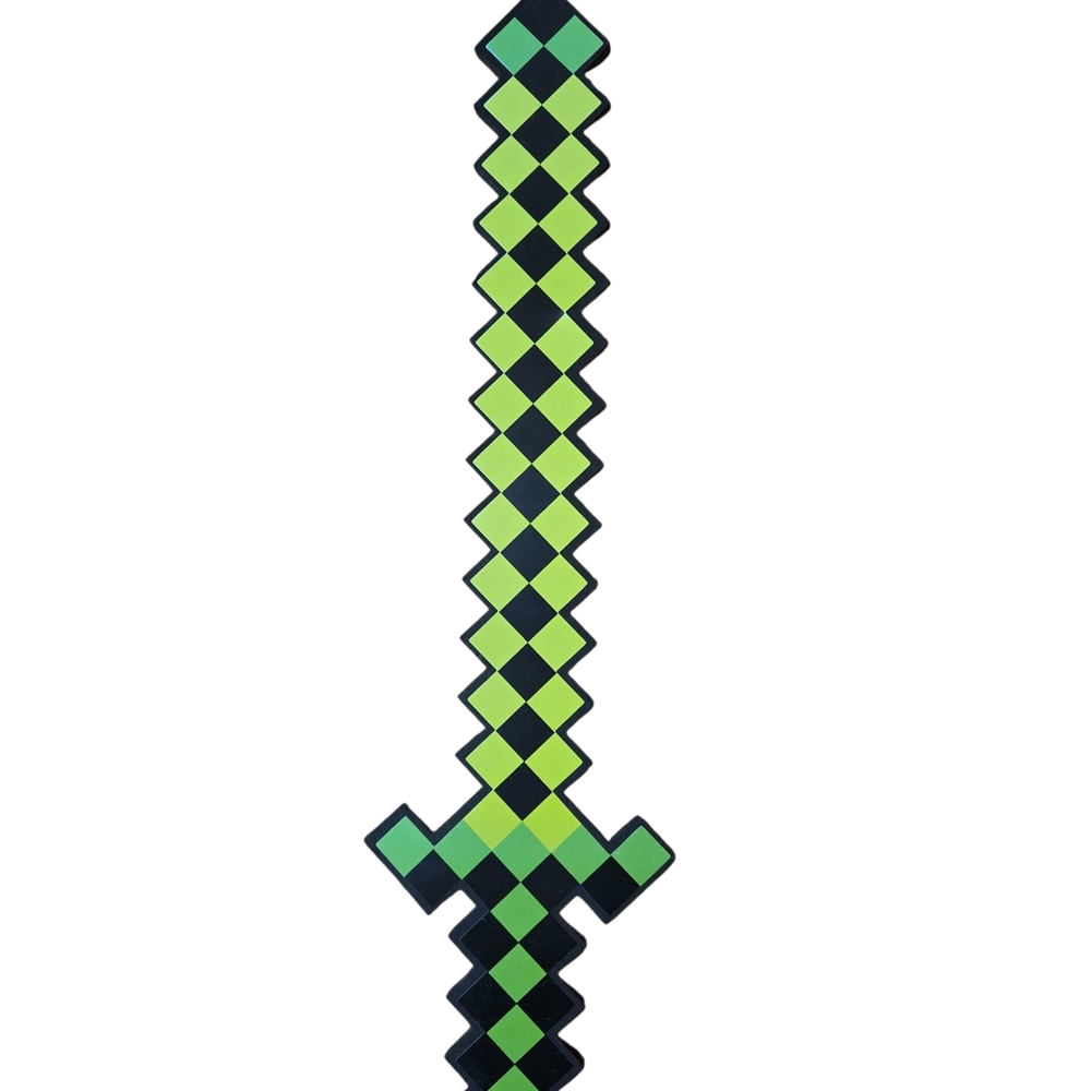 Minecraft Style Pixelated Green and Black Toy Foam Sword